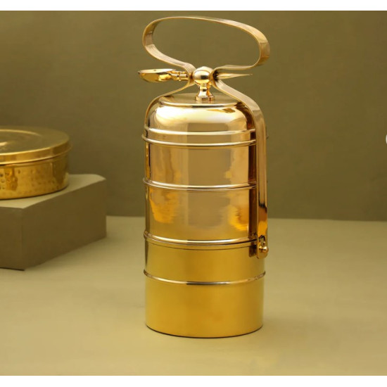 NOVELIKA-  Traditional Brass Tiffin Box or Dabba(NA692)