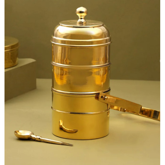 NOVELIKA-  Traditional Brass Tiffin Box or Dabba(NA692)