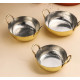 NOVELIKA- Set of Three Hammered Brass Kadhais with Handles(NA697)