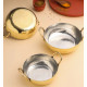 NOVELIKA- Set of Three Hammered Brass Kadhais with Handles(NA697)