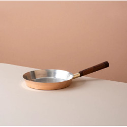 NOVELIKA - Traditional Copper Fry Pan with Tin Coating and Insulated Handle(NA701)