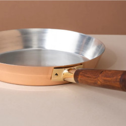 NOVELIKA - Traditional Copper Fry Pan with Tin Coating and Insulated Handle(NA701)