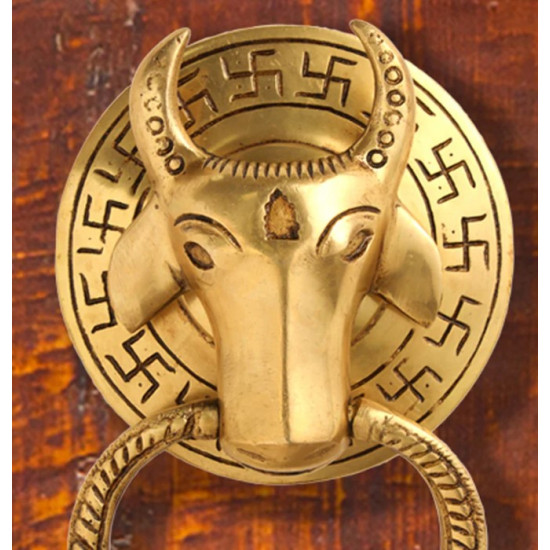 NOVELIKA- Brass Door Knocker Featuring The Face of Nandi(725) NOVELIKA- Brass Door Knocker Featuring The Face of Nandi(725)