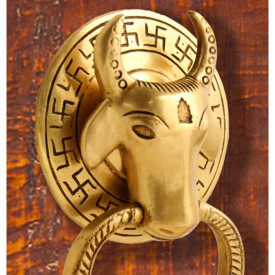 NOVELIKA- Brass Door Knocker Featuring The Face of Nandi(725) NOVELIKA- Brass Door Knocker Featuring The Face of Nandi(725)