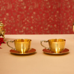 NOVELIKA -  Vintage Era Brass Tea Cup & Saucer Set of 2(NA733)