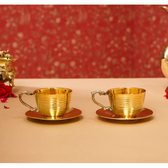 NOVELIKA -  Vintage Era Brass Tea Cup & Saucer Set of 2(NA733)