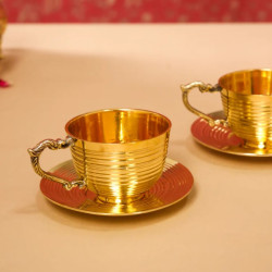 NOVELIKA - Vintage Era Brass Tea Cup & Saucer Set of 2(NA733) NOVELIKA - Vintage Era Brass Tea Cup & Saucer Set of 2(NA733)