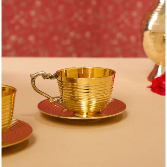 NOVELIKA -  Vintage Era Brass Tea Cup & Saucer Set of 2(NA733)
