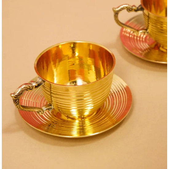 NOVELIKA -  Vintage Era Brass Tea Cup & Saucer Set of 2(NA733)
