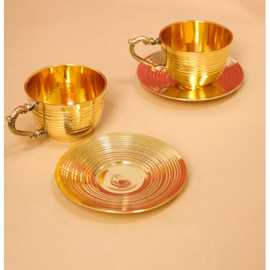 NOVELIKA -  Vintage Era Brass Tea Cup & Saucer Set of 2(NA733)