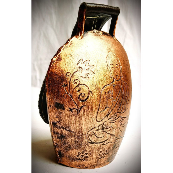 NOVELIKA - Traditional  Brass Buddha Motif Hanging Cow Bell (NA735)