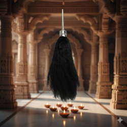 NOVELIKA -  Black Puja Reshmi Chawar /Chanwara/Chaur/Chavar Sahib In Metal Body (Pack Of 1) 15Inches.