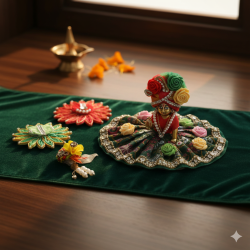 Laddu Gopal Mukut Beautiful Colorful Flower Pagdi - For Janmashtami, Festivals, Special Occasion - Set OF 4