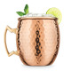 100% Pure Copper Hammered Round Shaped Moscow Mule Mug With Brass Handel  For-Yoga - Ayurveda-Beer Mug. ( Set Of 1 )