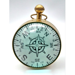 NOVELIKA - Library Desk Clock Compass and Clock in Bronze Casing with Magnified Glass .