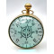 NOVELIKA - Library Desk Clock Compass and Clock in Bronze Casing with Magnified Glass .