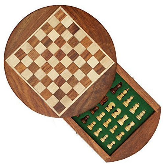 Novelika- Chess Wooden Indoor Outdoor Board Game Set Round Shape by Craft Art India.