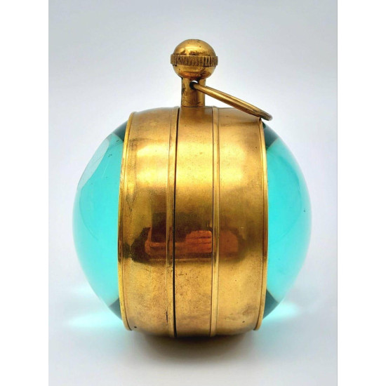 NOVELIKA - Library Desk Clock Compass and Clock in Bronze Casing with Magnified Glass .