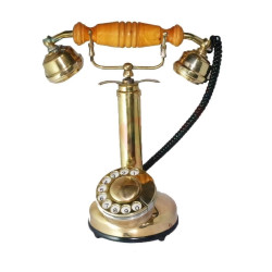 NOVELIKA - Antique Brass Rotary Dial Candlestick Desk Stand Phone Design Metal Finish Rotary Dial Office Home Décor