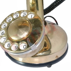 NOVELIKA - Antique Brass Rotary Dial Candlestick Desk Stand Phone Design Metal Finish Rotary Dial Office Home Décor