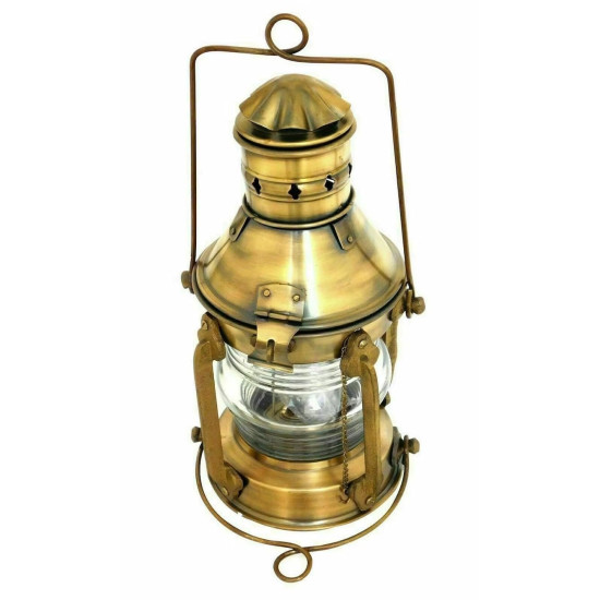 NOVELIKA -Nautical Marine Brass Boat Light or Ship Antique Brass Anchor Oil Lantern Lamp  (Set of 1)