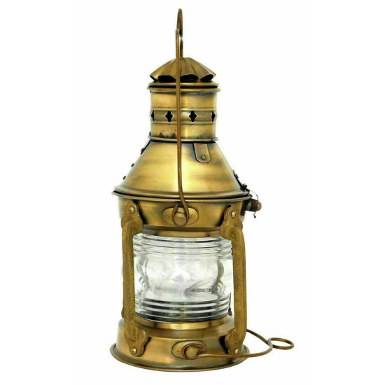 NOVELIKA -Nautical Marine Brass Boat Light or Ship Antique Brass Anchor Oil Lantern Lamp  (Set of 1)
