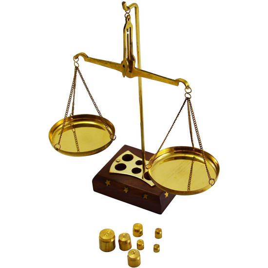 Old Vintage Brass Weight Scale Home Décor Antique Weight Balancing Scale Taraju . Small Brass Weight Scale . 7.5 Inches.