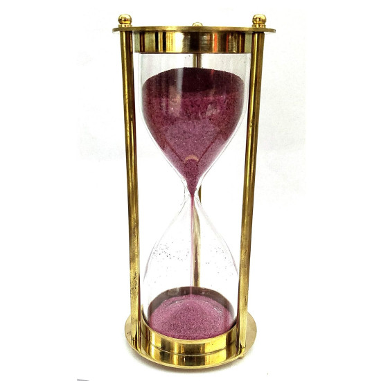 NOVELIKA-Decorative Brass 1 Minute Antique Brass Sand Timer (Set of 1)