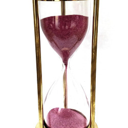 NOVELIK -Dorp Market  Brass Sand Timer Glass Sand Pink Sand Timer Showpiece ( Set Of 1 )