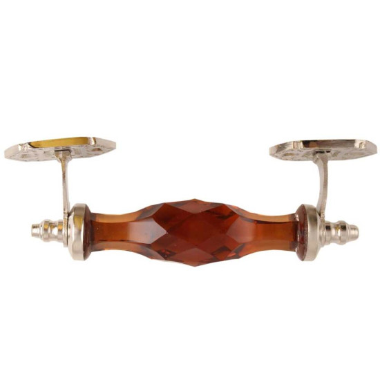NOVELIKA - Crystal Cut Glass Door Handle - Brass Fitting Victorian Amber Color Glass Cabinet/Wardrobe Handle Pack of 1 NOVELIKA - Crystal Cut Glass Door Handle - Brass Fitting Victorian Amber Color Glass Cabinet/Wardrobe Handle Pack of 1