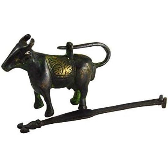 Brass Padlock With Key In Cow Design - For Home Decor Collection Or Gifting
