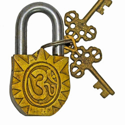 NOVELIKA -  Vintage Brass Padlock/Lock with Lord Ganesh (Hindu God Ganapati, Ganapathi or Vinayaka) Sculpted in Brass Metal (Pack of1)