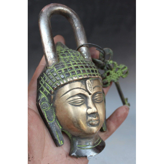 NOVELIKA - Brass Buddha Head Padlock with Two Keys (Pack of 1 ) 6 Inches. NOVELIKA - Brass Buddha Head Padlock with Two Keys (Pack of 1 ) 6 Inches.
