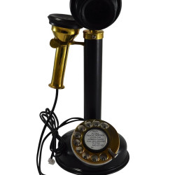 NOVELIKA - Telephone Black Metal Candle Stick Vintage Desk Stand Phone Design Metal Finish Rotary Dial Office Home Décor
