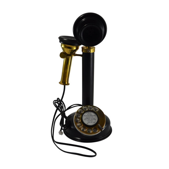 NOVELIKA - Telephone Black Metal Candle Stick Vintage Desk Stand Phone Design Metal Finish Rotary Dial Office Home Décor NOVELIKA - Telephone Black Metal Candle Stick Vintage Desk Stand Phone Design Metal Finish Rotary Dial Office Home Décor
