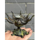 NOVELIKA -Brass Antique Candle Holder Incense Burner or Oil Lamp Designed to open and fold like a Lotus Flower, Often sitting on a Tortoise base.