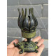NOVELIKA -Brass Antique Candle Holder Incense Burner or Oil Lamp Designed to open and fold like a Lotus Flower, Often sitting on a Tortoise base.