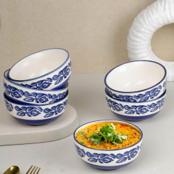 Novelika Ceramic Serving Small Bowls – Microwave & Dishwasher Safe, for Snacks, Salad | Elegant White Ideal for Gifting - Set Of 6