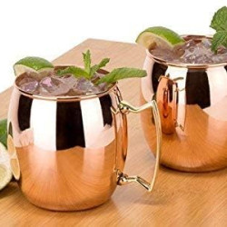 NOVELIKA - Handmade 100% Pure Copper Moscow Mule Mugs With Brass Handel  For-Drinking Serving Water, Yoga & Ayurveda, Volume-500-ML, Set of 1