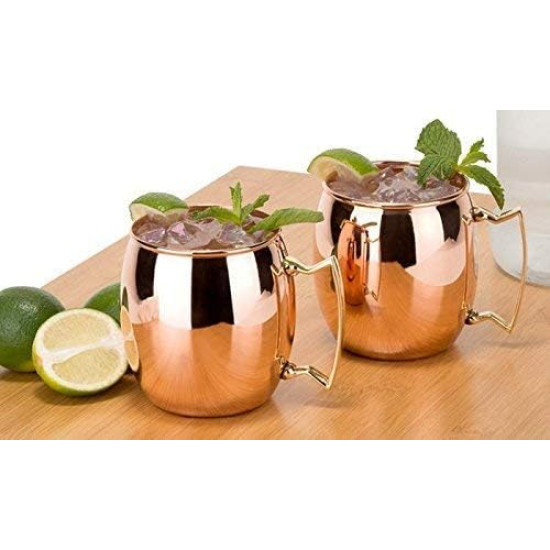 NOVELIKA - Handmade 100% Pure Copper Moscow Mule Mugs With Brass Handel  For-Drinking Serving Water, Yoga & Ayurveda, Volume-500-ML, Set of 1