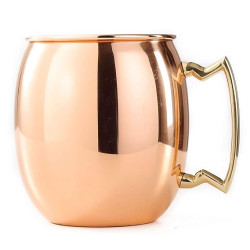 NOVELIKA - Handmade 100% Pure Copper Moscow Mule Mugs With Brass Handel  For-Drinking Serving Water, Yoga & Ayurveda, Volume-500-ML, Set of 1
