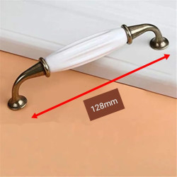 Novelika- White Porcelain Handles with an Antique Brass or Bronze Finish(NA560A)