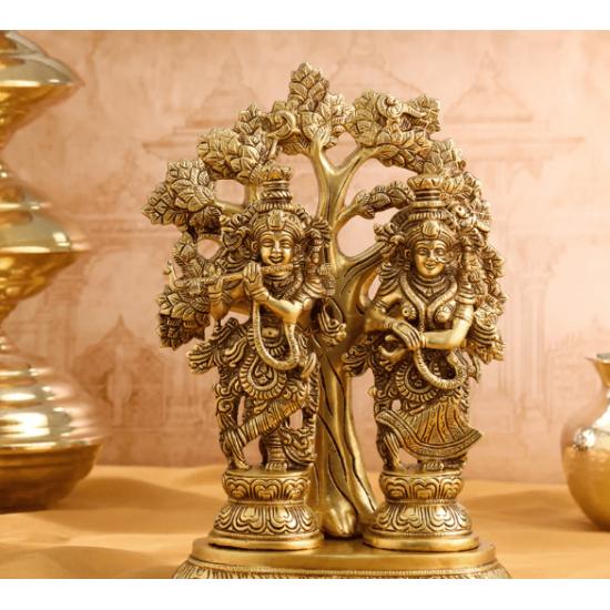 NOVELIKA- Brass Radha Krishna Idol with a Tree(03) NOVELIKA- Brass Radha Krishna Idol with a Tree(03)