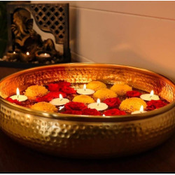 Novelika- Antique Round Hammered Traditional Potpourri Bowl Decorative Urli Bowl (NA549A)