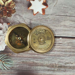 Solid Brass Pocket Compass Outdoor Navigation Camping/Hiking Steampunk Accessory - Ross London