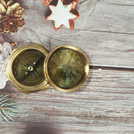Solid Brass Pocket Compass Outdoor Navigation Camping/Hiking Steampunk Accessory - Ross London