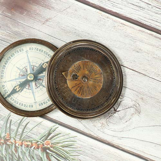 100% Brass Sundial Compass - This Vintage Compass Used As Decorative Object And Educational Gift 100% Brass Sundial Compass - This Vintage Compass Used As Decorative Object And Educational Gift