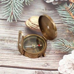 Pocket Size Vintage Brass Lansatic Magnetic Compass Nautical Handcrafted Brunton Compass - for Traveler, Pirate, camping