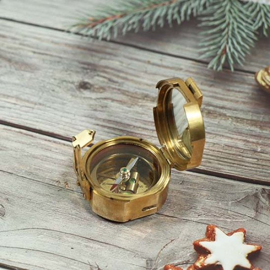 Novelika Beautiful Gold Color  Brass  Pocket Compass Outdoor Navigation Camping/Hiking Steampunk Accessory