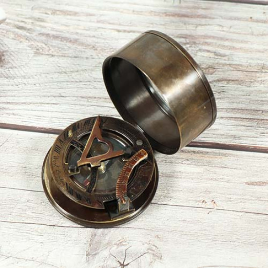 Antique Brass Sundial Compass Camping/Hiking Steampunk Accessory Multi-Function Metal Compass ELLIOTT BRO 499, STRAND LONDON